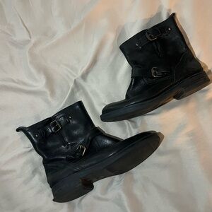J. Crew Black Leather Buckle Boots